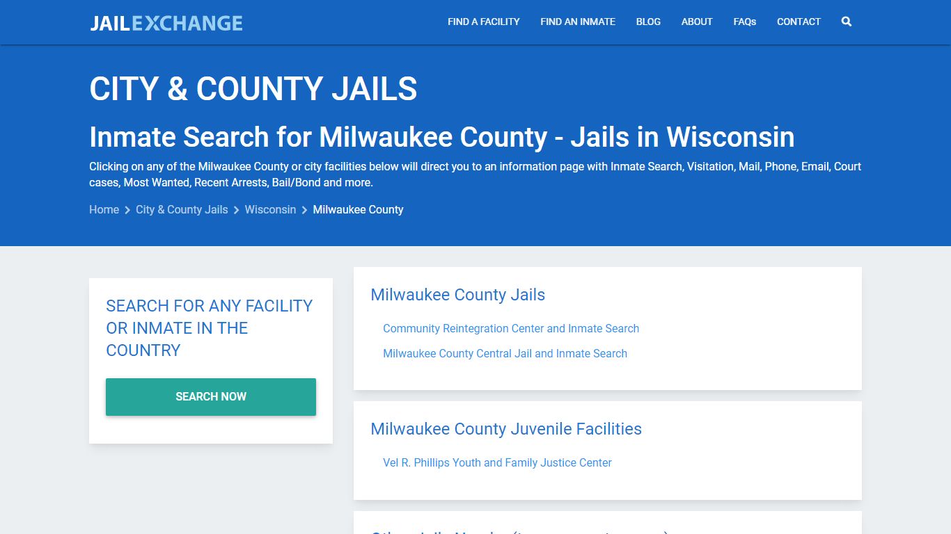 Inmate Search for Milwaukee County | Jails in Wisconsin - Jail Exchange